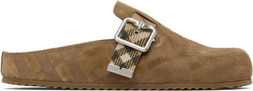 Одяг Burberry Burberry Check Suede Urchin Clogs Коричневий | 8113393