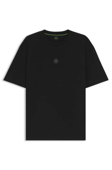 Футболка BOSS Cotton-jersey T-shirt with Double B monogram чорний | 50544316