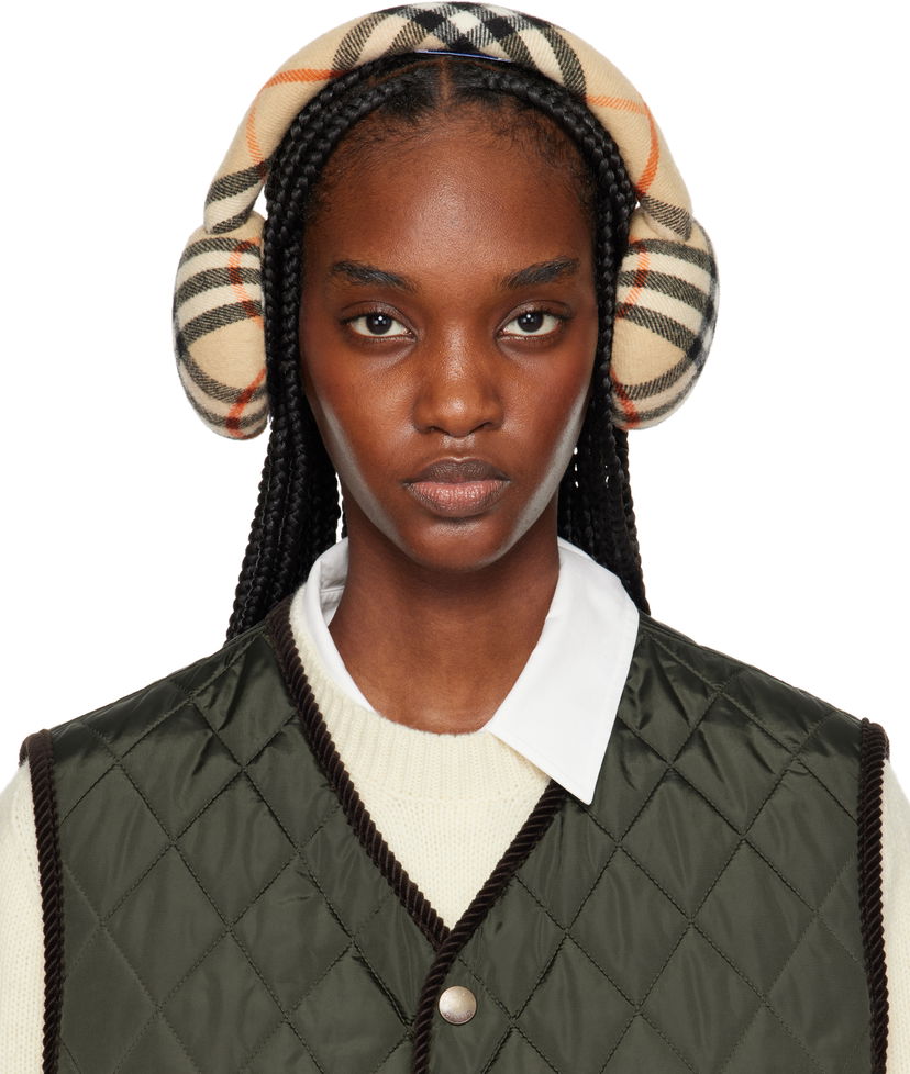 Шарф Burberry Burberry Check Wool Earmuffs бежевий | 8105109