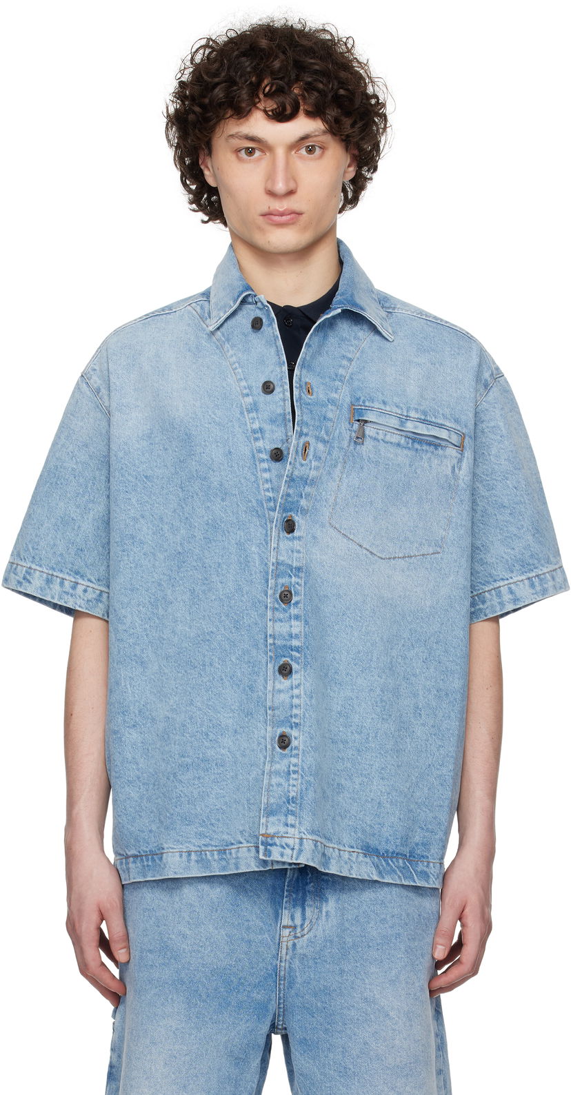 Сорочка BOSS Faded Denim Shirt Синій | 50538203