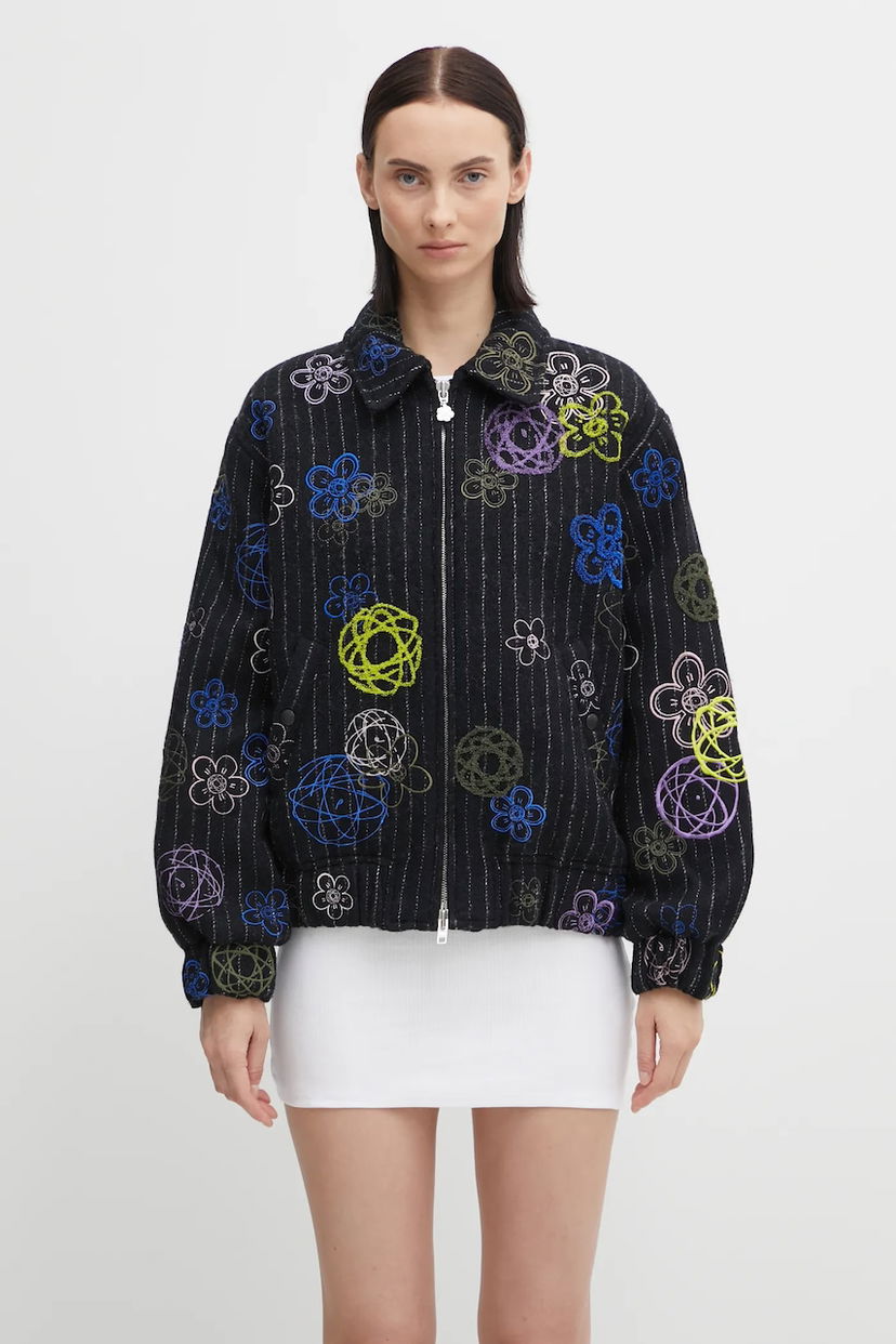 Куртка бомбер KENZO Futura Embroidered Textured Bomber Jacket чорний | FF62BL2409GM