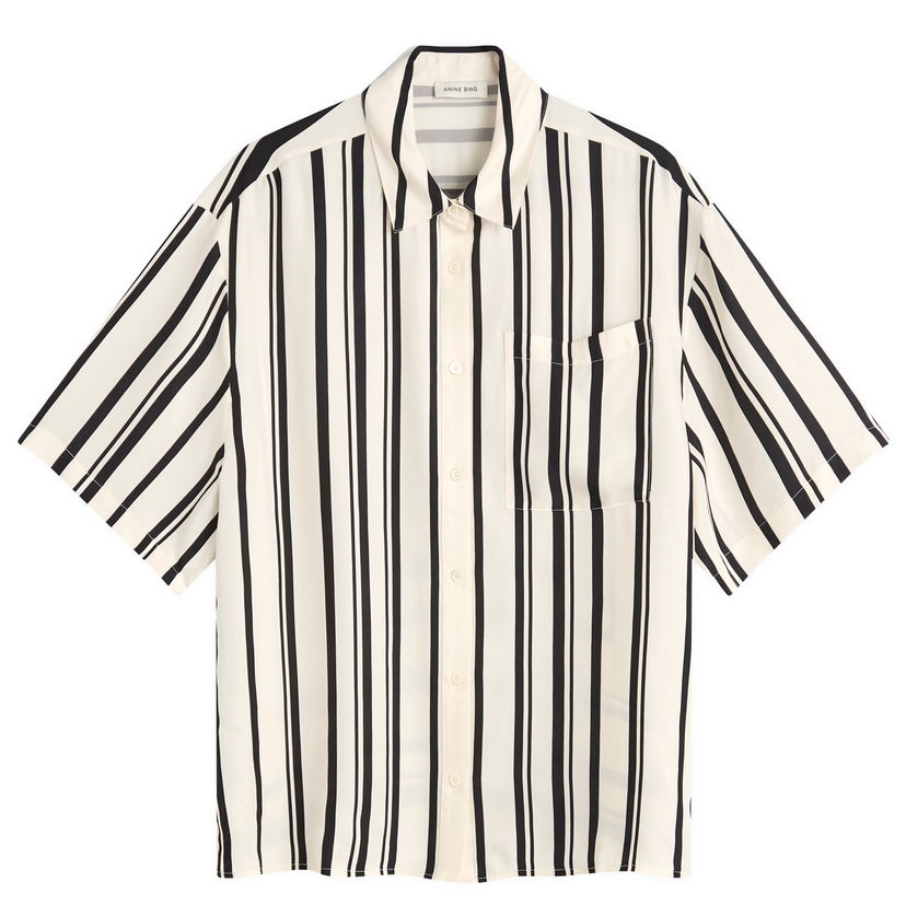 Сорочка Anine Bing Anine Bing Coco Short Sleeve Stripe Shirt, Size Large Різнокольоровий | A-07-11268-MTL95