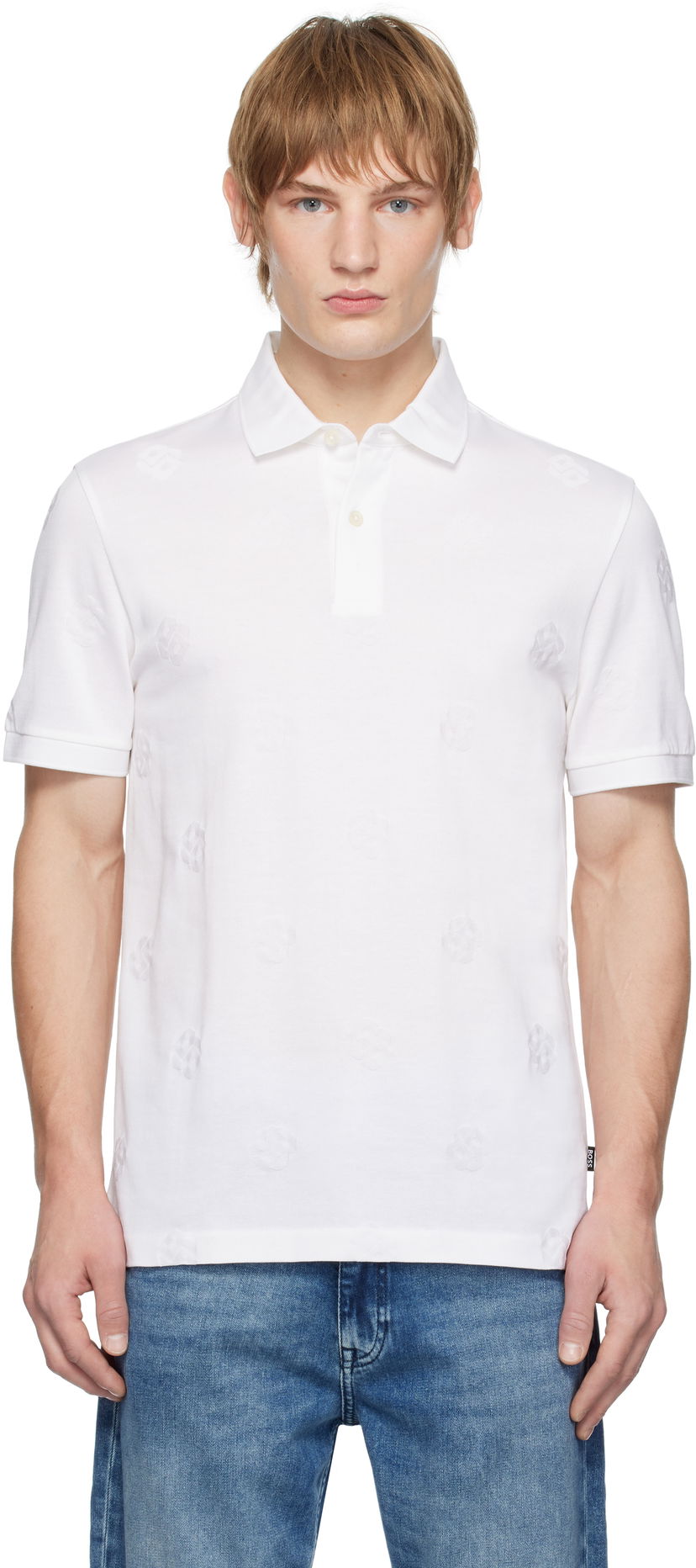 Сорочка поло BOSS Slim Fit Polo With Embroidered Monogram білий | 50532765