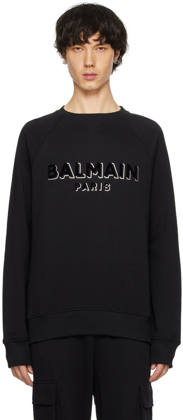 Світшоти Balmain Metallic Flocked Sweatshirt чорний | CH1JQ005BB99