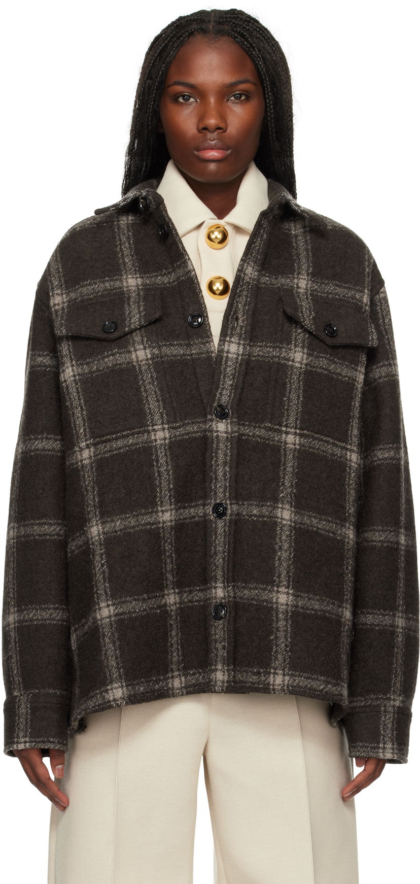 Сорочка AMI Overshirt Chest Pocket Коричневий | UJK244.WO0001