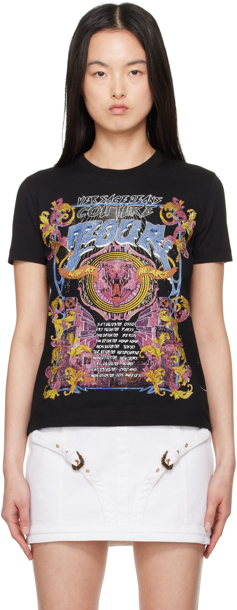 Футболка Versace Versace Jeans Couture Crystal Tour Graphic T-Shirt чорний | E78HAHC03_ECJ01C
