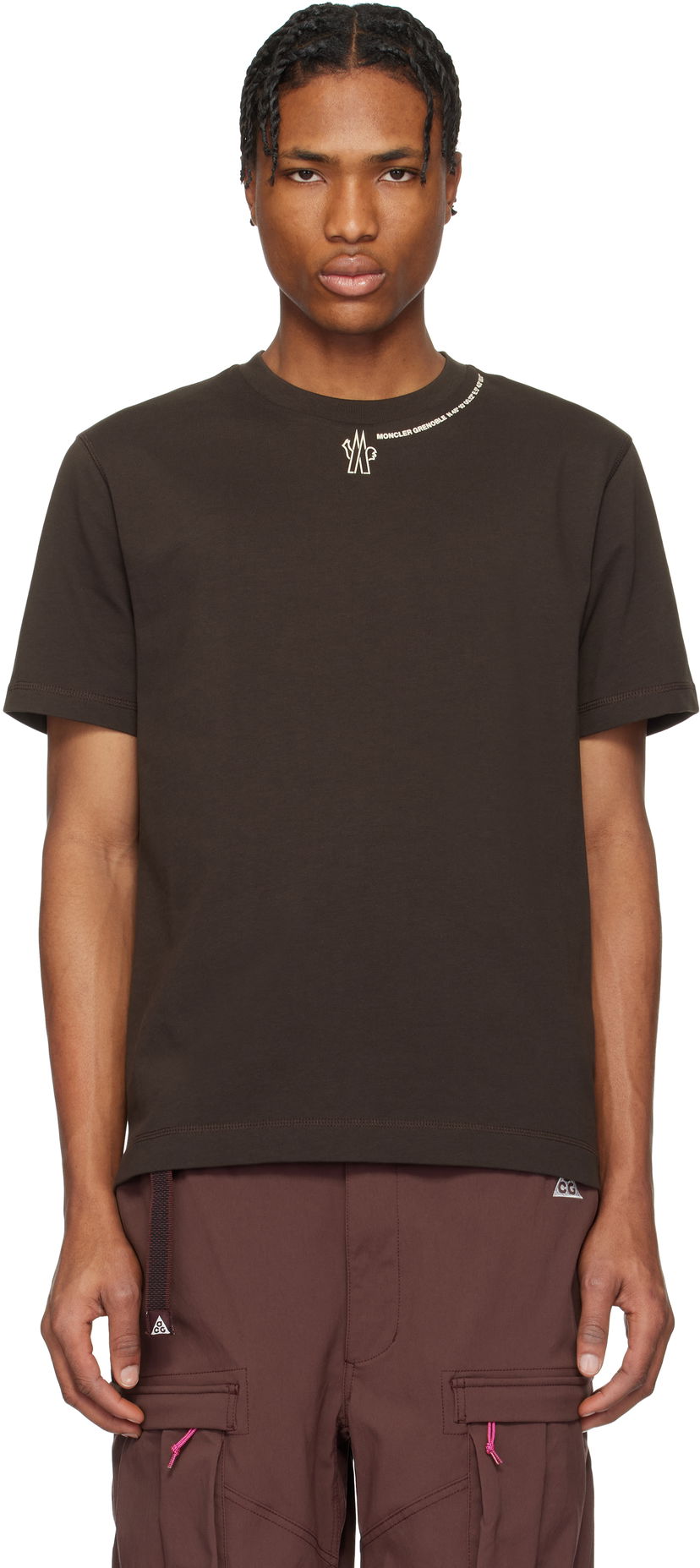 Футболка Moncler Moncler Grenoble Logo Cotton T-Shirt Коричневий | K10978C0000783927