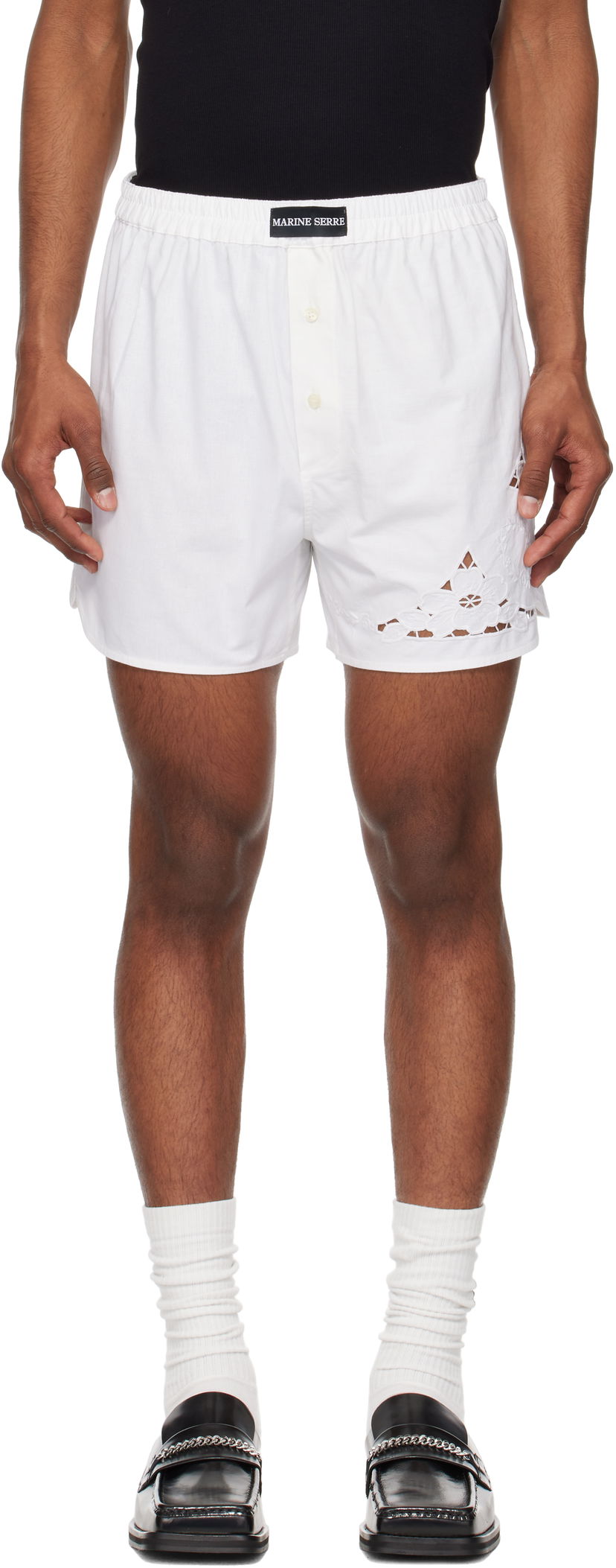 Боксери Marine Serre Marine Serre Regenerated Linen Shorts білий | USH002A UWOV0007