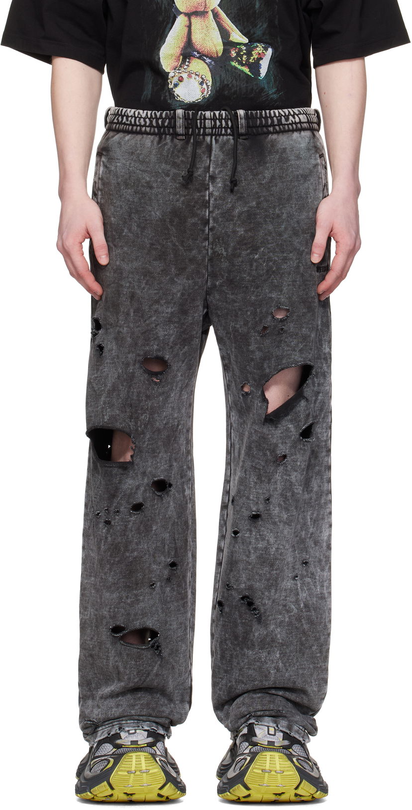 Спортивні штани We11done We11done Destroyed Jersey Sweatpants Сірий | WD-TA0-25-726-U-BK