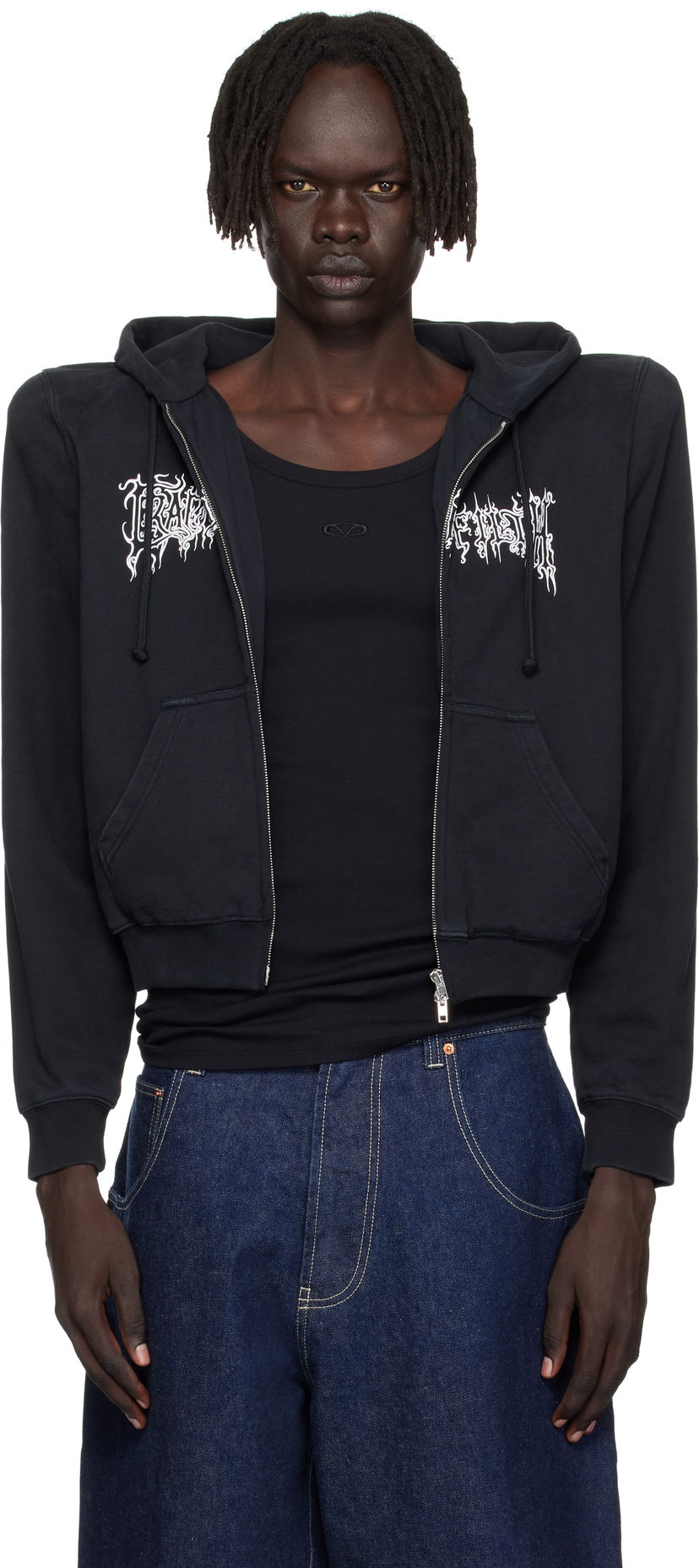 Світшоти VETEMENTS Vetements Cradle of Filth Logo Extreme Shoulder Zip-Up Hoodie чорний | UCF76ZU170B