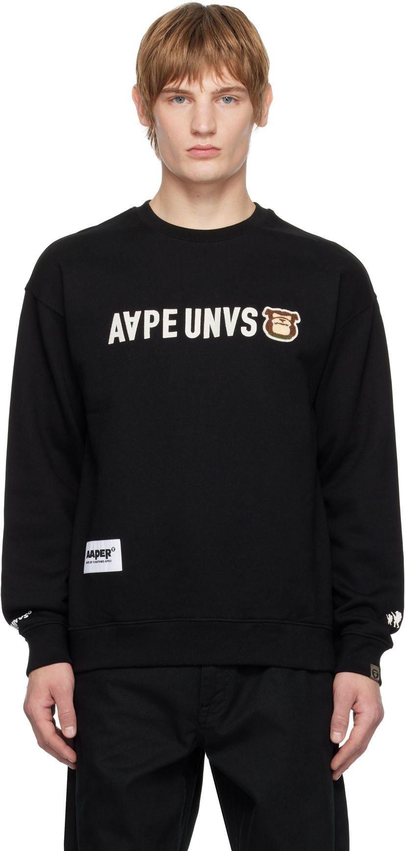 Світшоти AAPE by A Bathing Ape AAPE by A Bathing Ape 'AAPER' Crewneck Sweatshirt чорний | AAPSWMB379XXNBKX