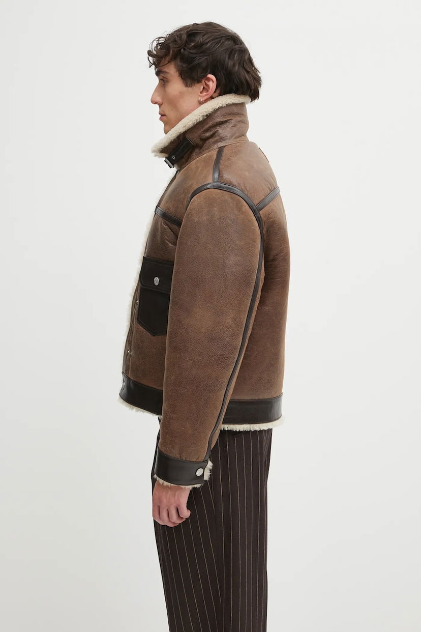 Куртка KENZO Winter Shearling Trucker Leather Jacket Коричневий | FF68LV3040AB