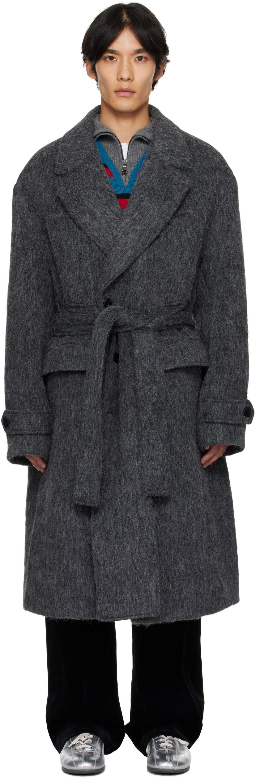 Пальто Andersson Bell Andersson Bell Mattia Shaggy Wool Robe Coat Сірий | awa715m