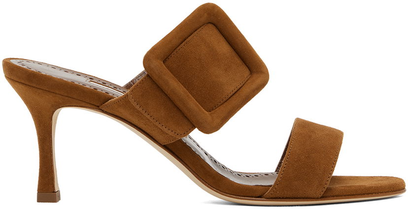 Аксесуари Manolo Blahnik Manolo Blahnik Gable Suede Heeled Sandals Коричневий | 419-0479
