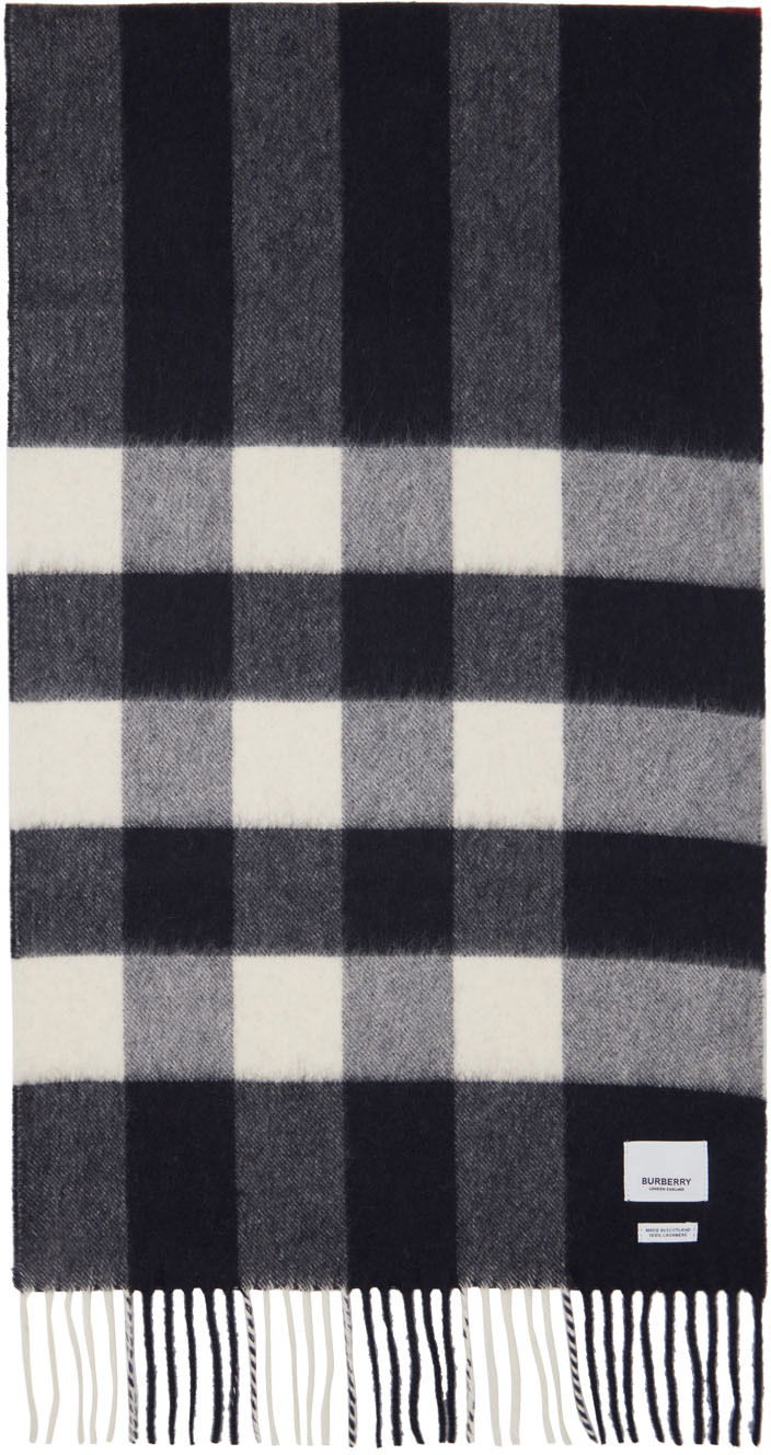 Шарф Burberry Check Scarf Navy & White темно-синій | 8015553