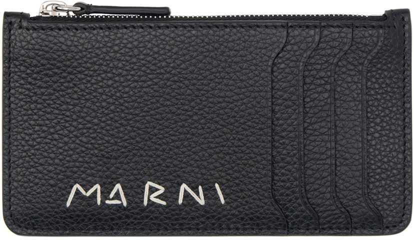 Гаманець Marni Leather Card Holder чорний | PFMI0103U1 P6533