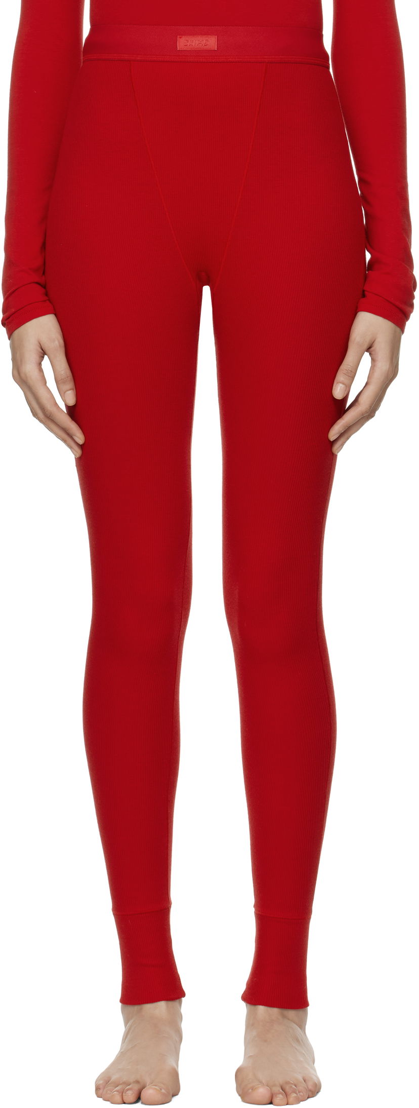 Шкарпетки SKIMS Rib Leggings Червоний | AP-LEG-0039