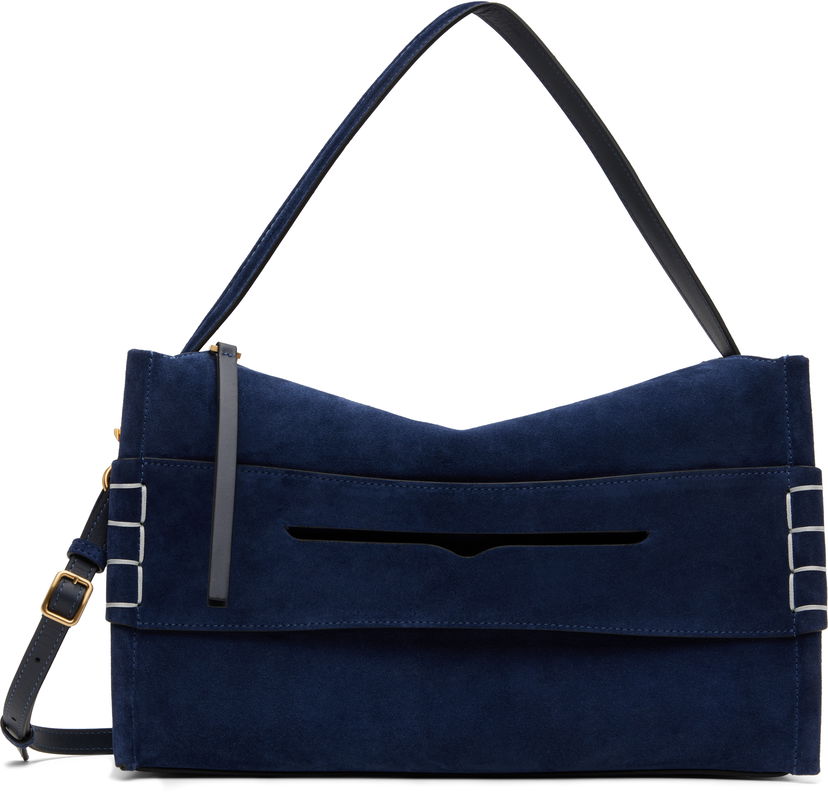 Сумка JW Anderson JW Anderson Medium Loafer Suede Shoulder Bag темно-синій | HB0733-LA0364