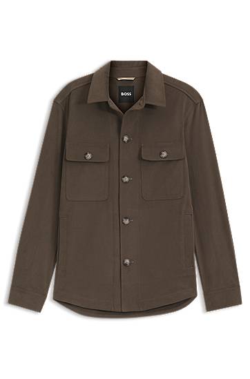 Сорочка BOSS BOSS Relaxed-Fit Stretch Cotton Overshirt Зелений | 50551684
