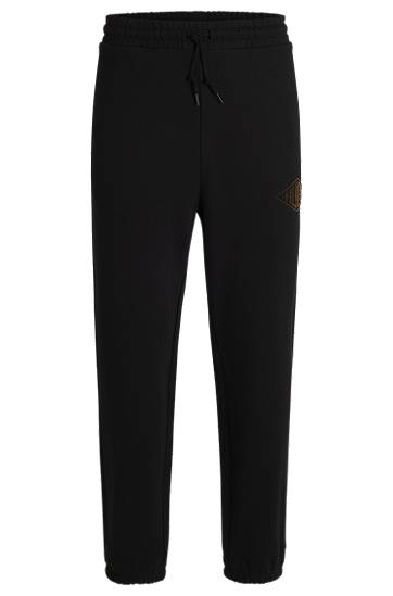 Спортивні штани BOSS Cotton-Terry Tracksuit Bottoms with Embroidered Logo чорний | 50534952