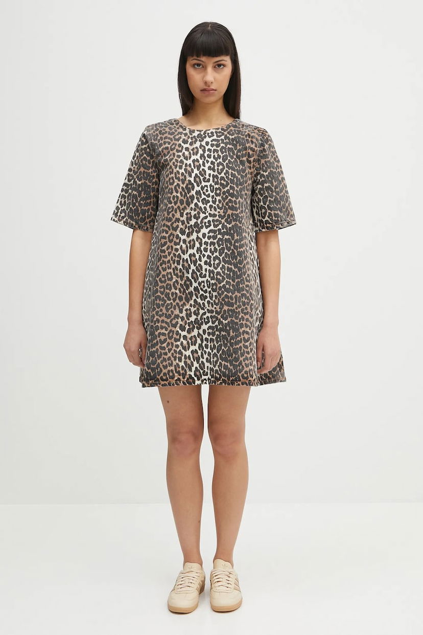плаття GANNI GANNI Print Denim Open Back Mini Dress Різнокольоровий | J1677