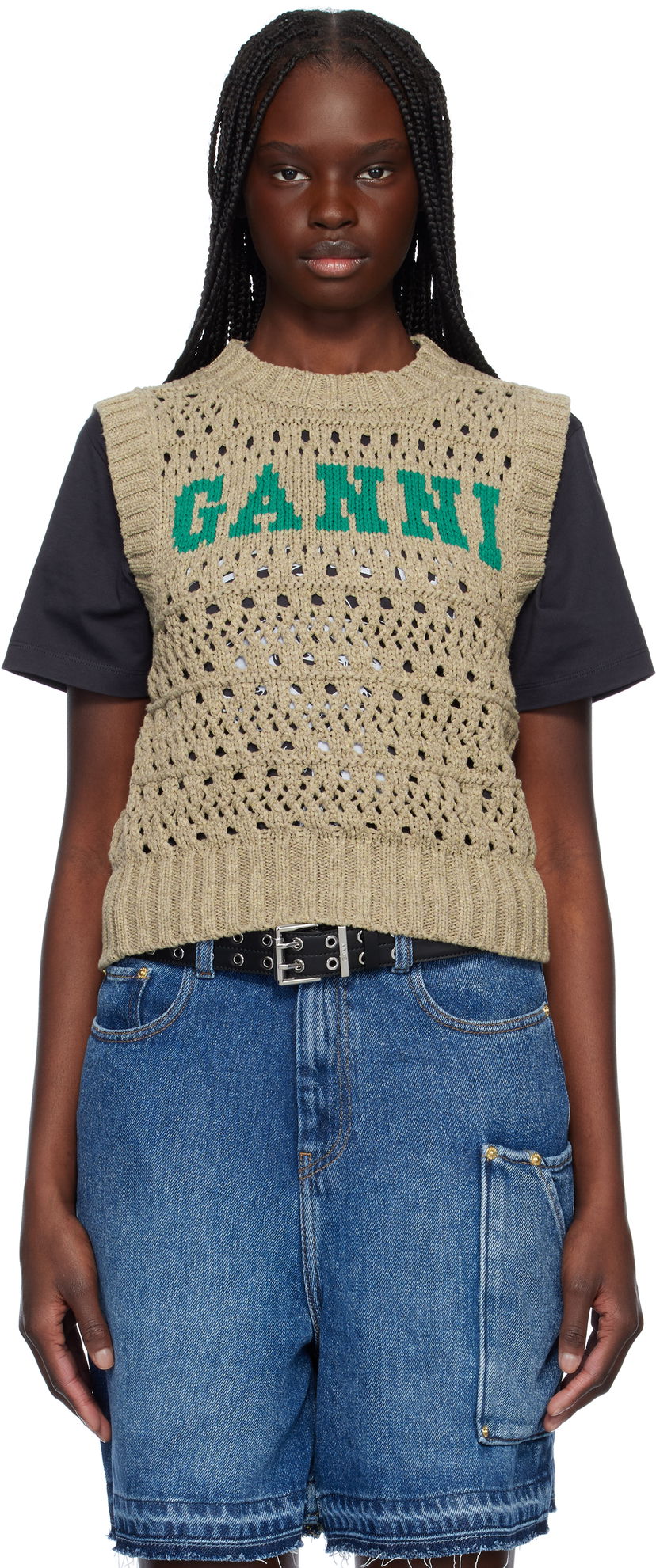 Cветр GANNI GANNI Knit Vest бежевий | K2428