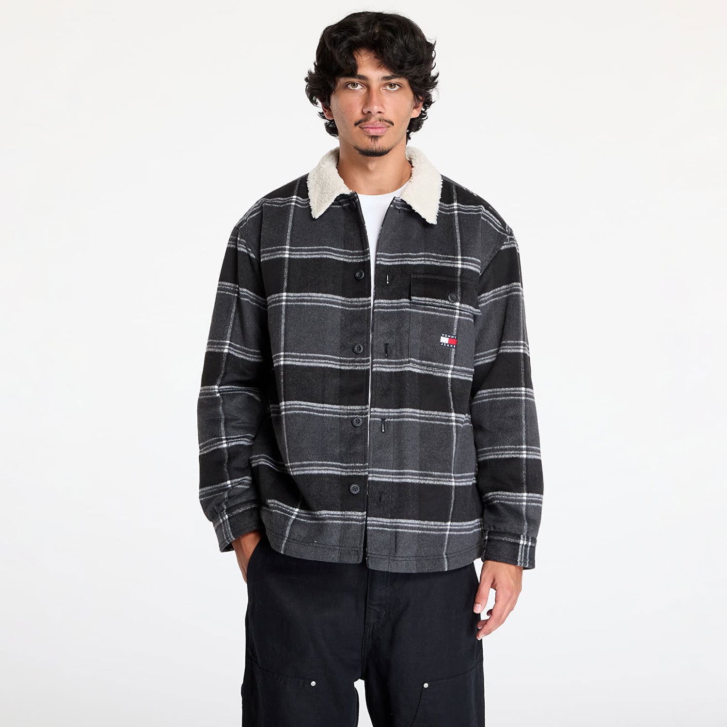 Куртка Tommy Hilfiger Check Sherpa Overshirt Black Check чорний | DM0DM19652 BDS, 0