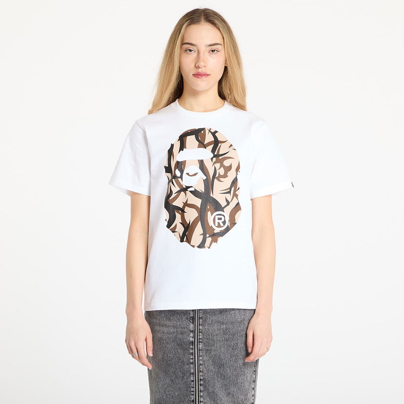 Футболка BAPE A BATHING APE Trial Camo Big Ape Head Tee білий | 001TEL301034MWHA
