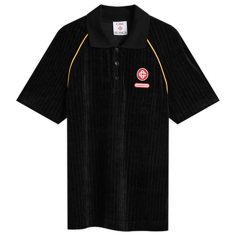 Сорочка поло Casablanca Rib Velour Raglan Polo чорний | M-AW25-JTP-432-01