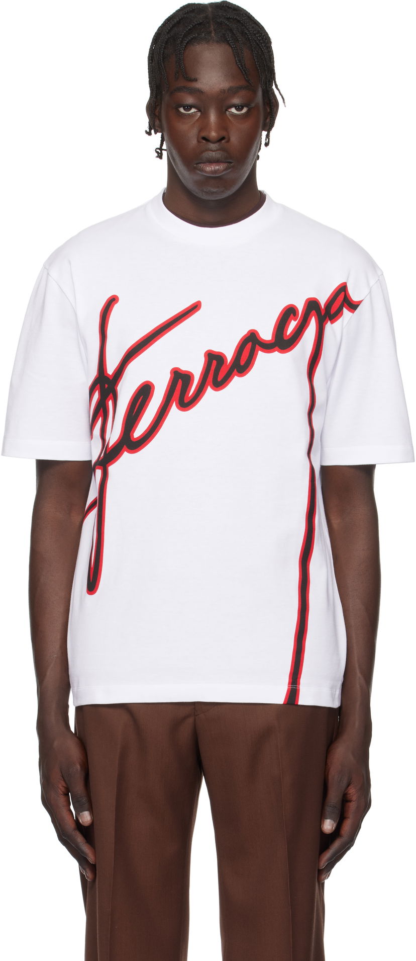 Футболка FERRAGAMO Ferragamo Logo Print T-Shirt білий | 781268