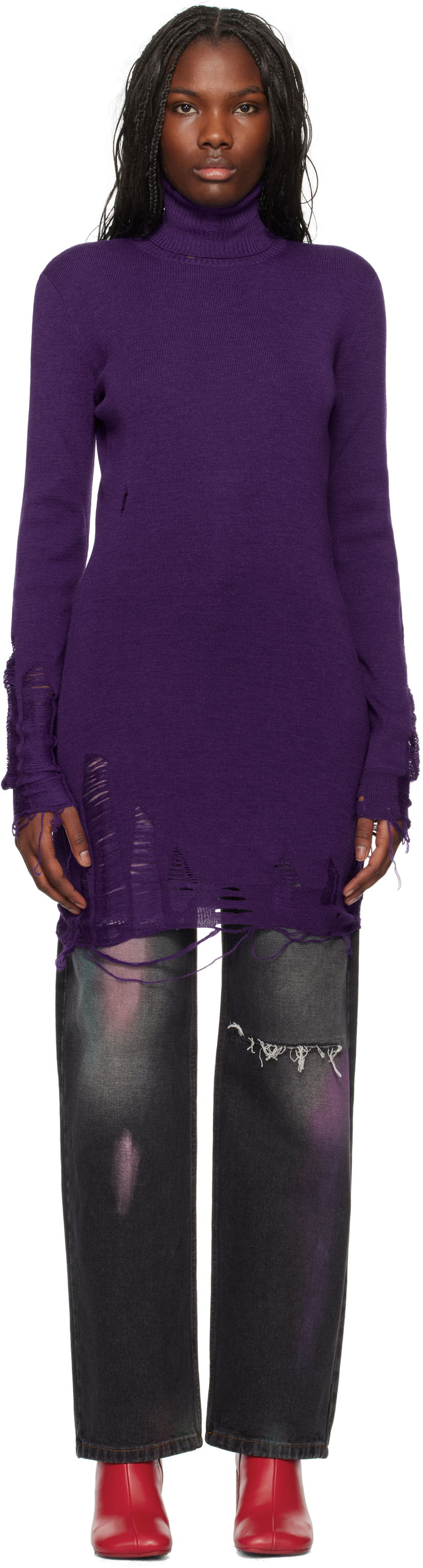 плаття Maison Margiela Distressed Minidress Фіолетовий | S62DA0030 M13070
