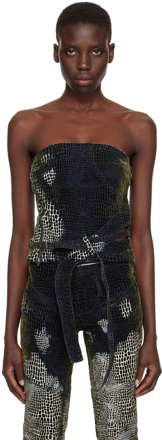 Безрукавка Ottolinger Ottolinger Patterned Denim Tube Top Синій | 1704802