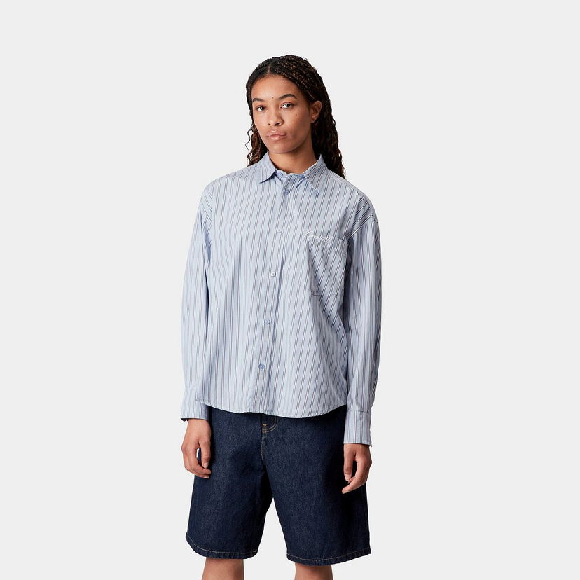 Сорочка Carhartt WIP Carhartt WIP Women's Grimsby Long Sleeve Stripe Shirt Синій | I035134_9