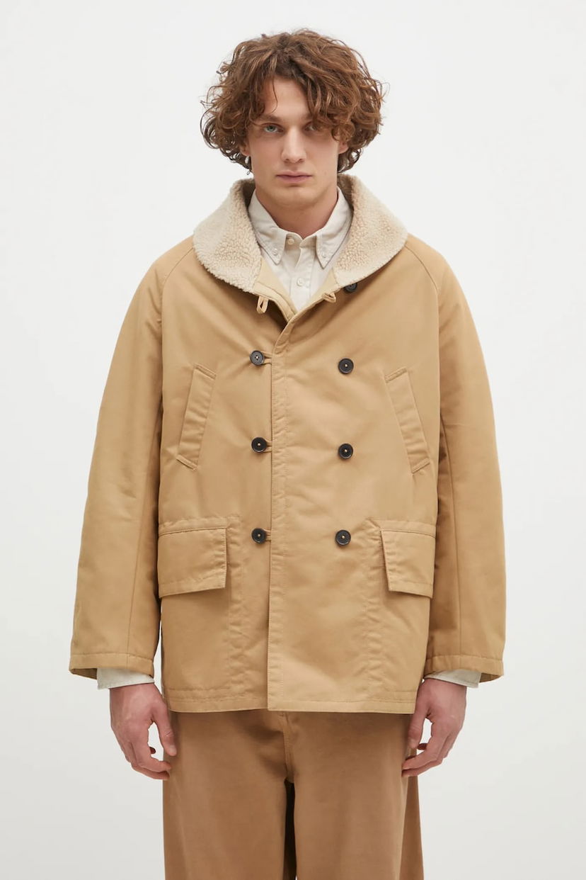 Пальто Universal Works Universal Works Double-Breasted  Coat бежевий | 31107.SAND