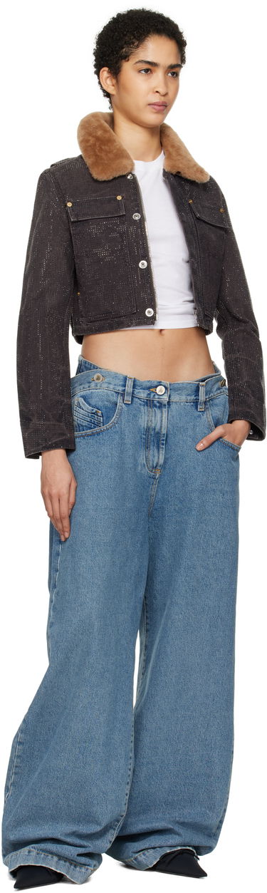 Куртка Alexander Wang Alexander Wang Workwear Cropped Denim Jacket with Shearling Collar Коричневий | 1WC4242501, 3