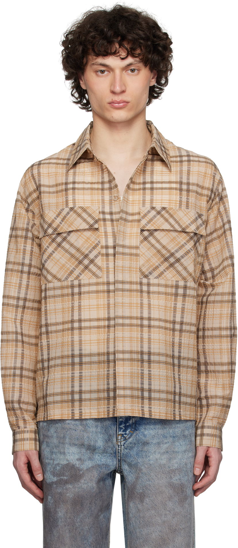 Сорочка Represent Clo Represent Sheer Flannel Shirt бежевий | MLM2907