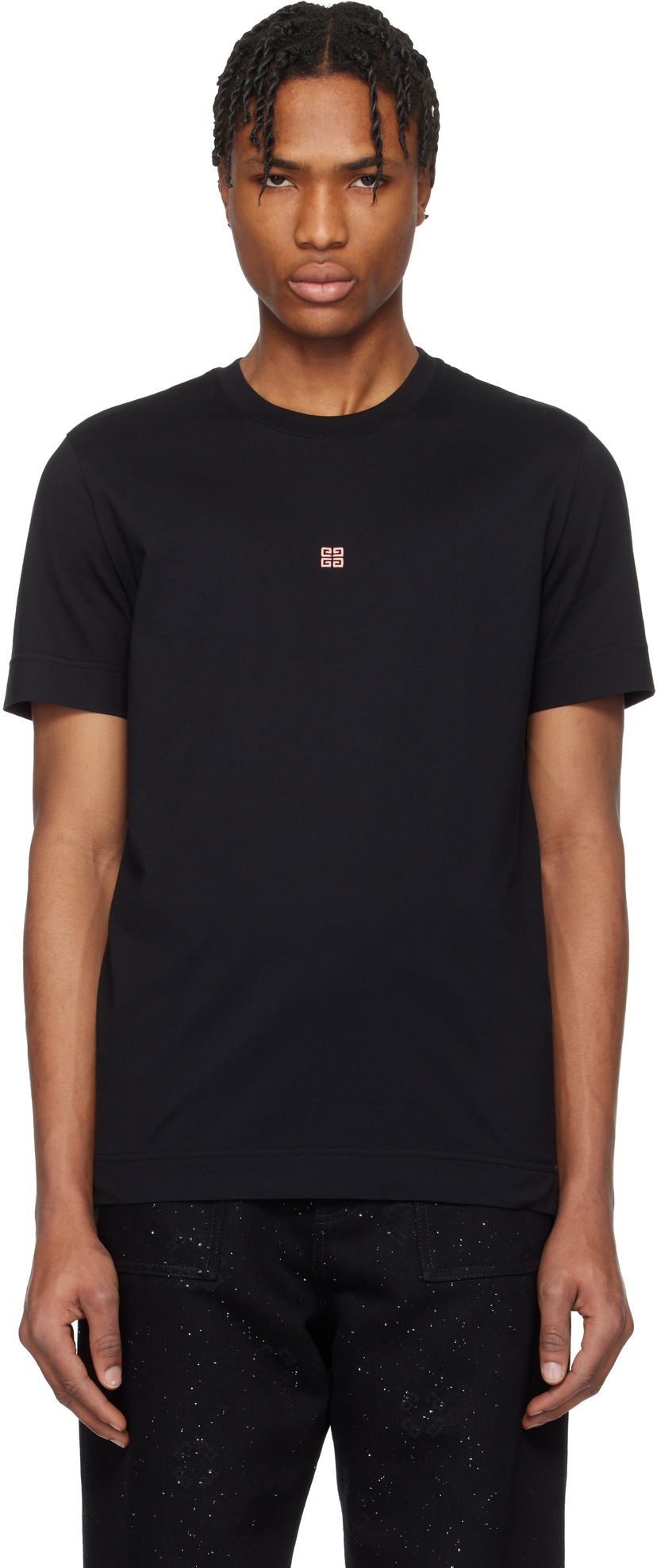 Футболка Givenchy Givenchy Slim-Fit 4G Embroidered T-Shirt чорний | BM716G3YCD024