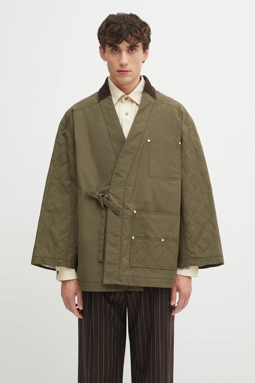 Куртка KENZO Weave Kimono Quilted Wrap Jacket Зелений | FF65MA1469HD