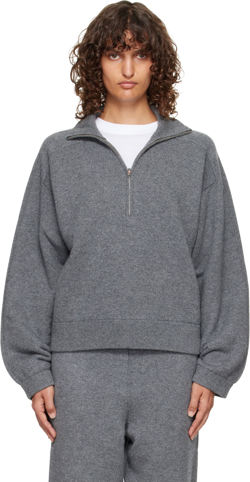Cветр Loulou de Saison Loulou de Saison Cashmere Quarter-Zip Sweater Сірий | DRIES