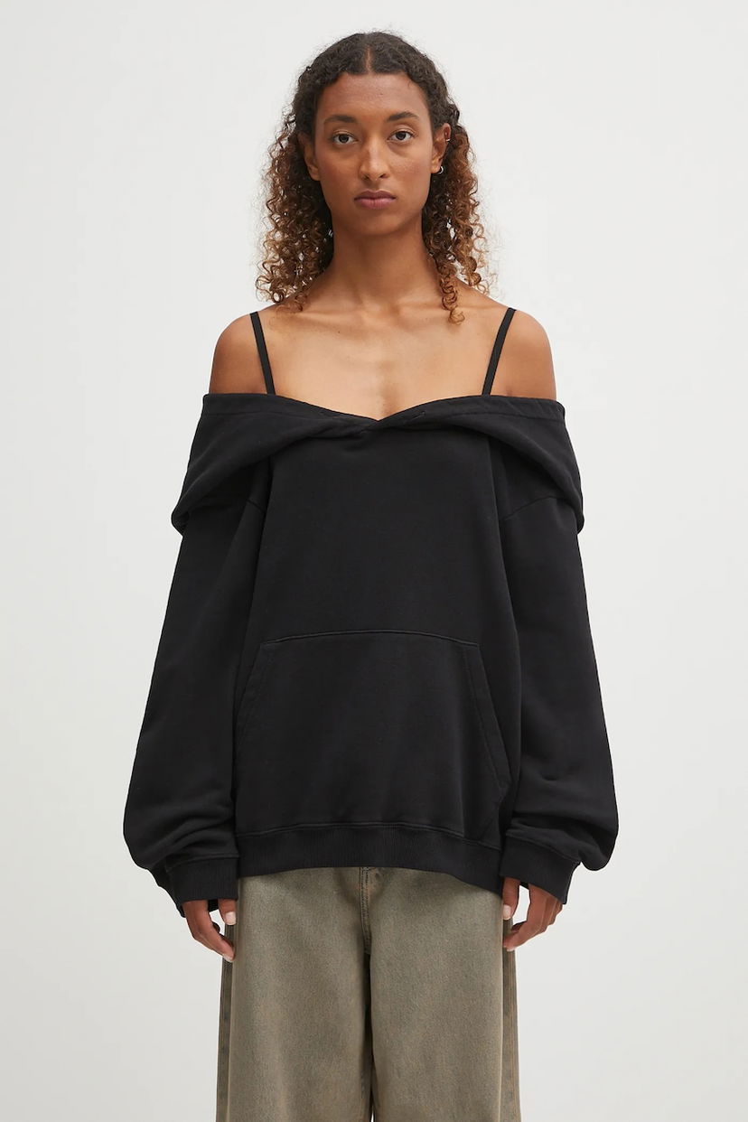 Світшоти Maison Margiela MM6 Maison Margiela Off Shoulder Hoodie чорний | S52GU0244.M25014.900