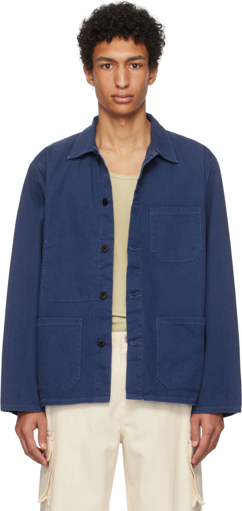 Сорочка Nudie Jeans Buddy Herringbone Chore Jacket Синій | 160881