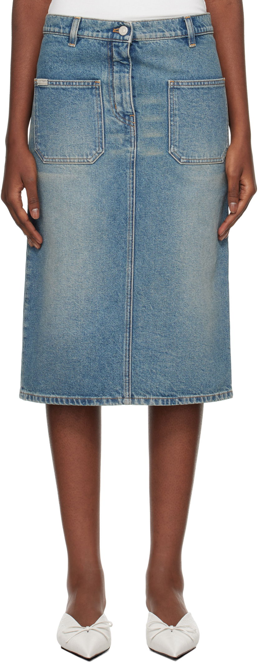 Спідниця Courrèges Faded Denim Midi Skirt Синій | 324DJU183DE0033