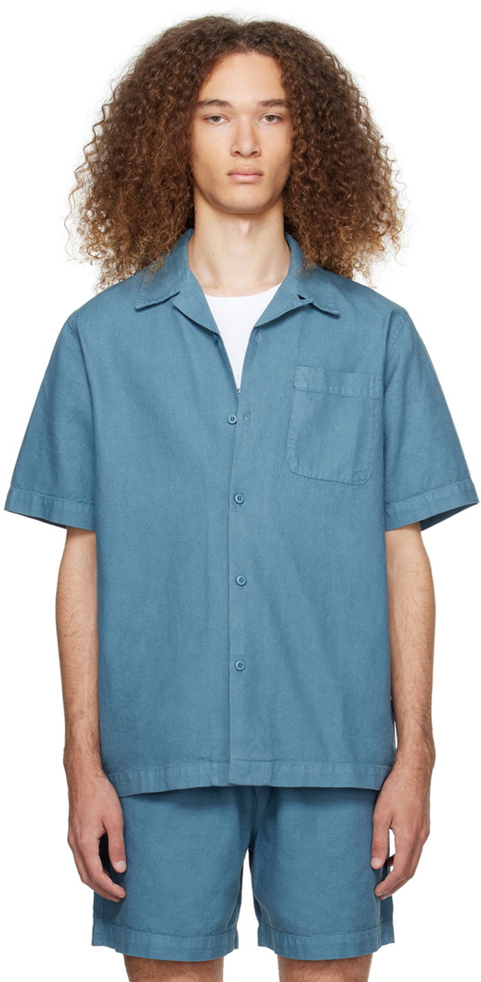 Сорочка Maharishi Open Spread Collar Shirt Синій | 5005