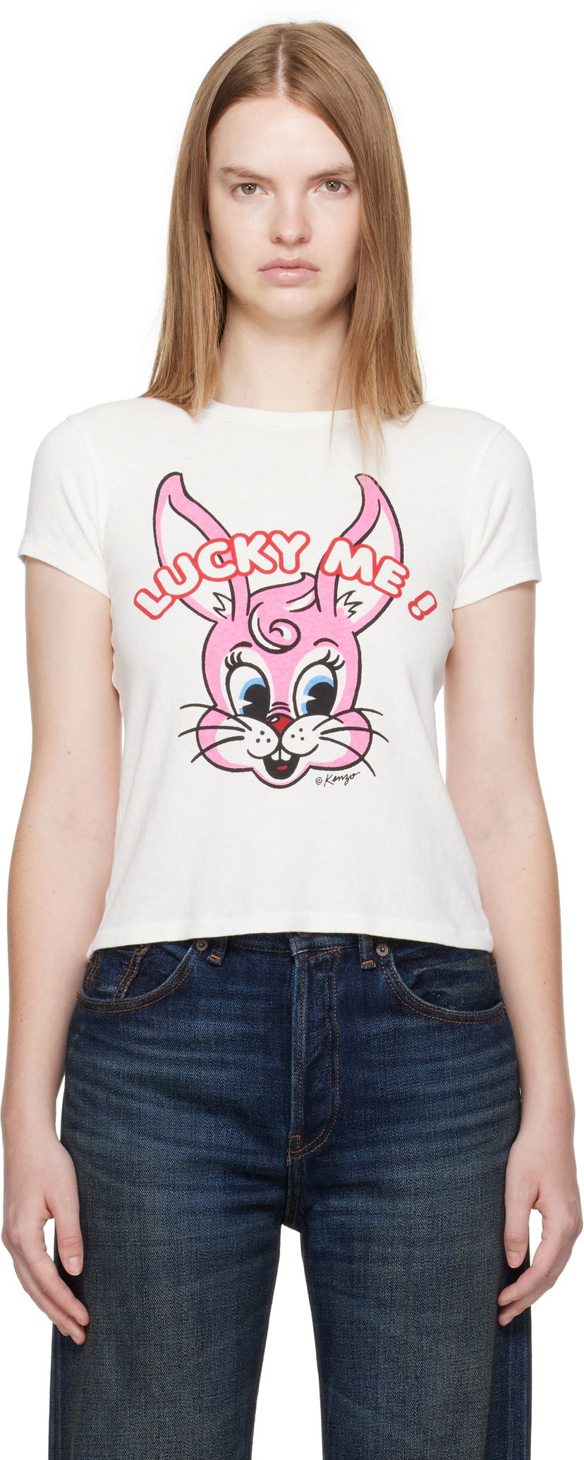 Футболка KENZO Kenzo Paris 'Lucky Me' Cartoon T-Shirt білий | FF62TS2634SK