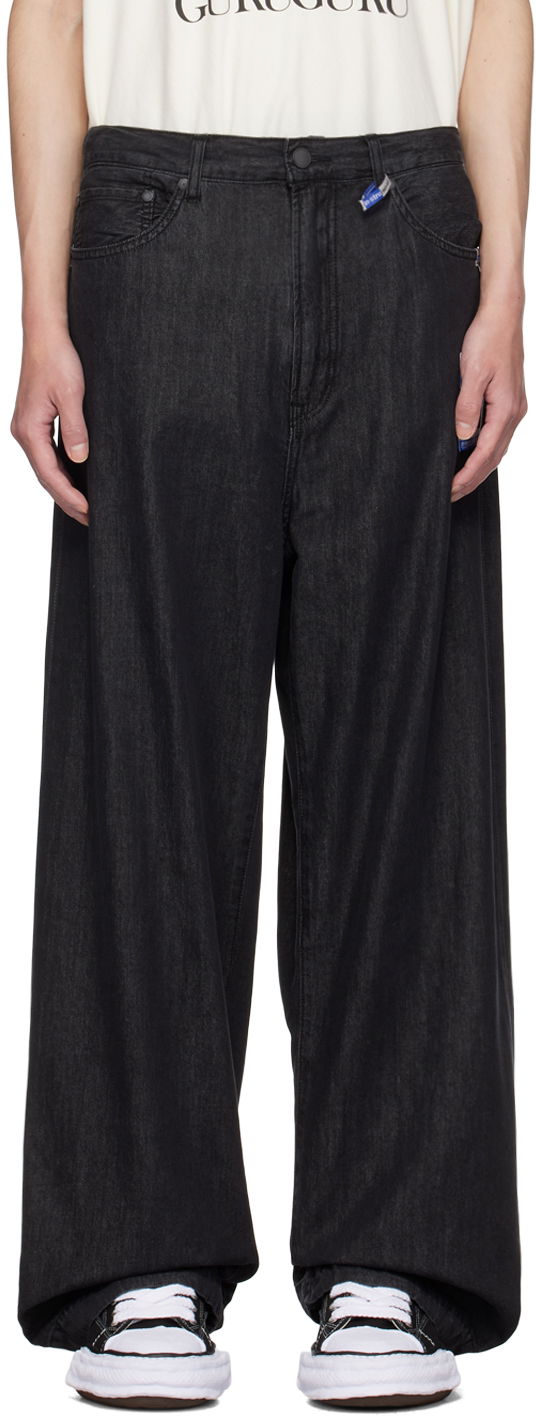 Джинси Maison MIHARA YASUHIRO Maison MIHARA YASUHIRO Cotton Tencel Wide Leg Jeans чорний | I12PT004