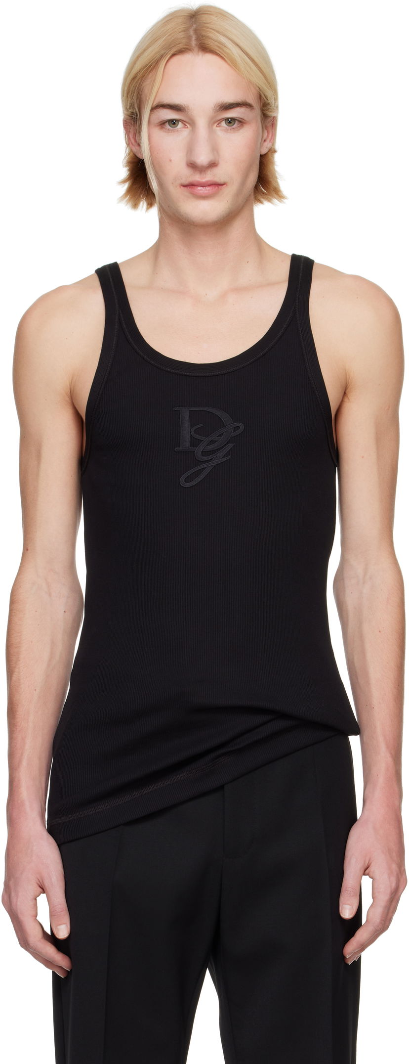 Безрукавка Dolce & Gabbana Logo Patch Tank Top чорний | G8PA8ZG7N4G