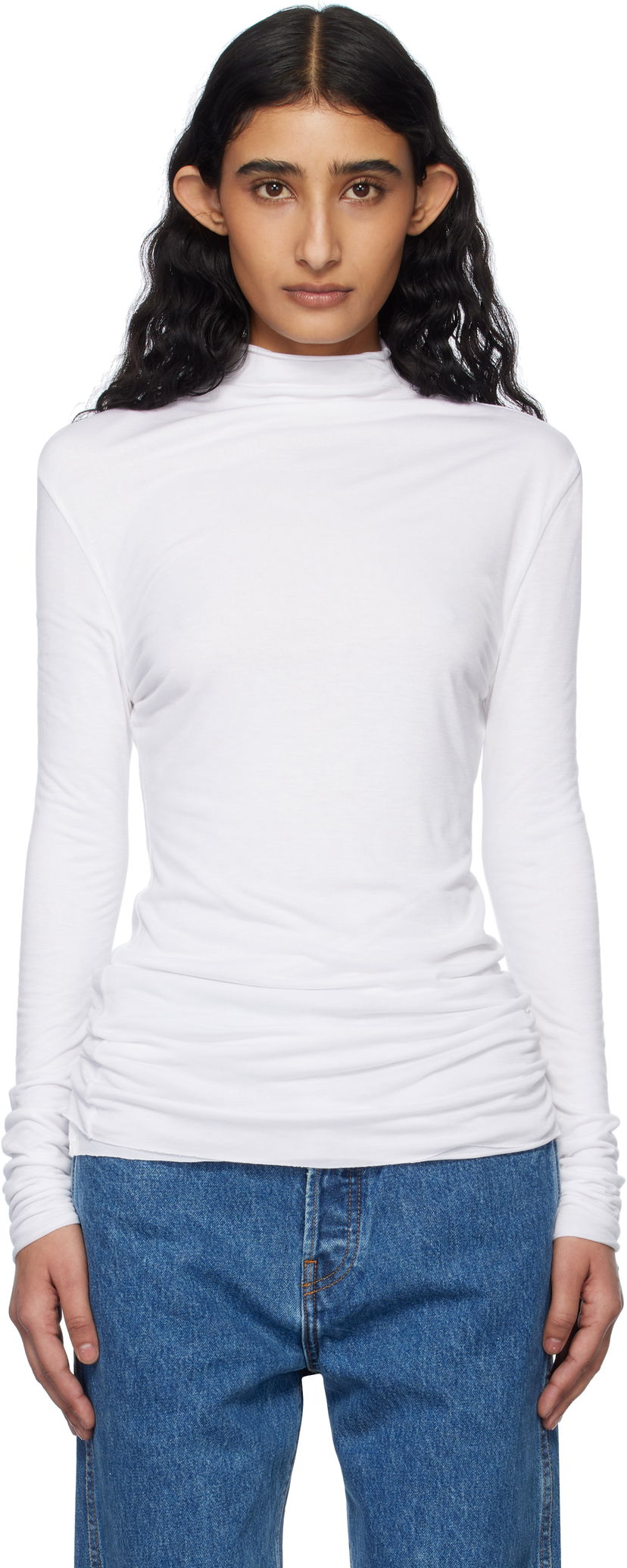 Футболка Khaite KHAITE Rolina Mock Neck Top білий | 23674100
