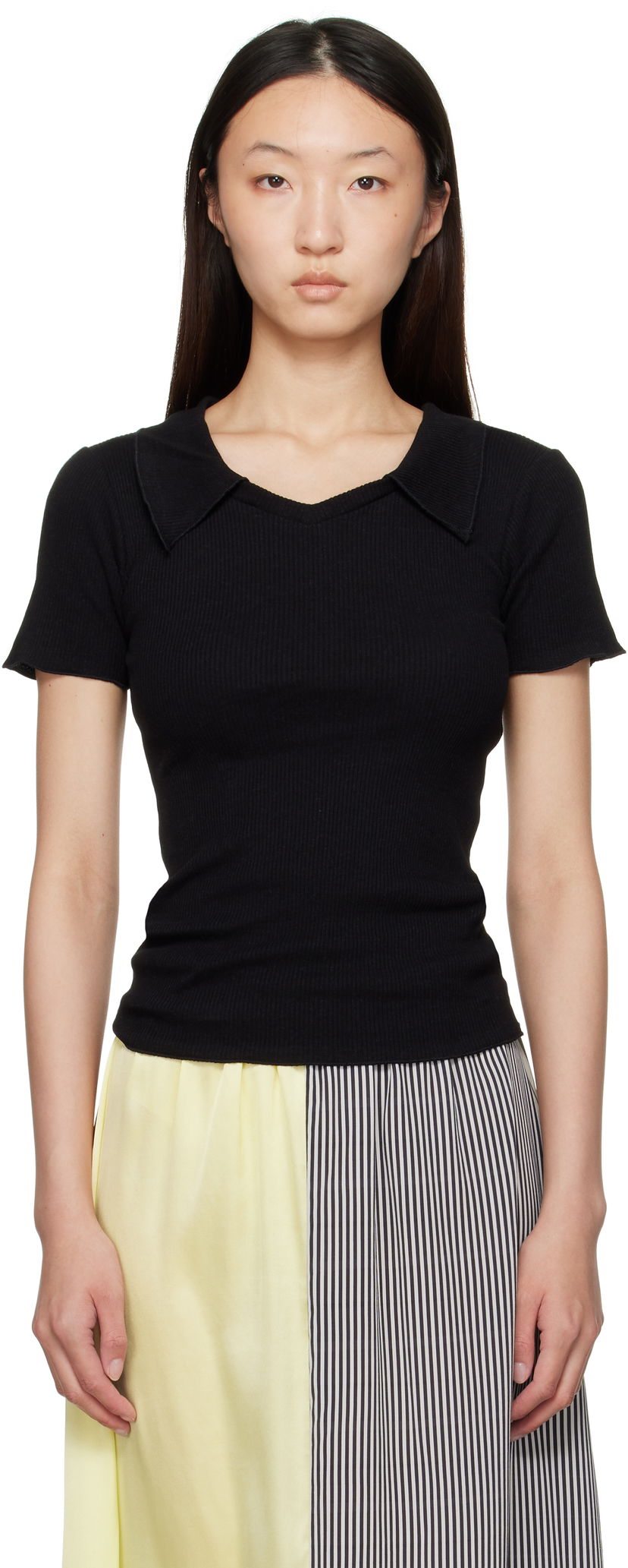 Футболка Baserange Baserange Iso Ribbed Collar T-Shirt чорний | TTIT-RCR-AU25