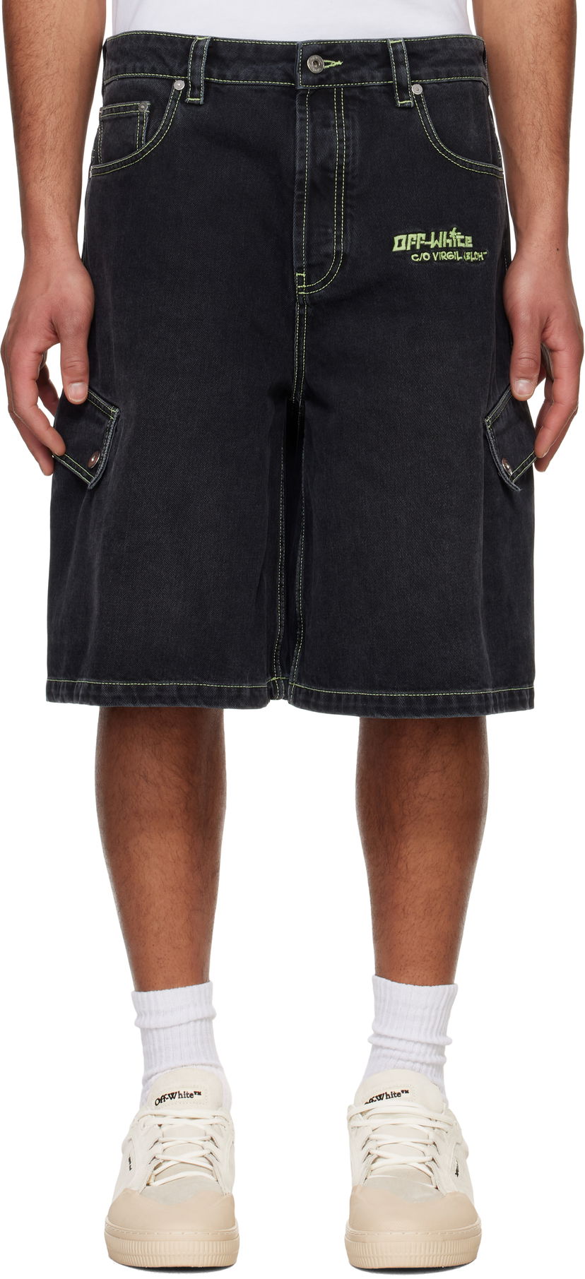 Шорти Off-White Off-White Safari Cargo Denim Shorts чорний | OMYC024S25DEN0021350