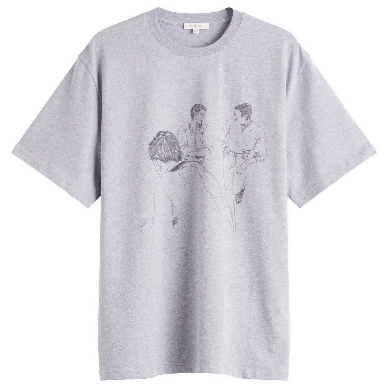 Футболка JW Anderson JW Anderson Cafe Scene Printed T-Shirt, Size Small Сірий | JT0303-PG1510-945, 1